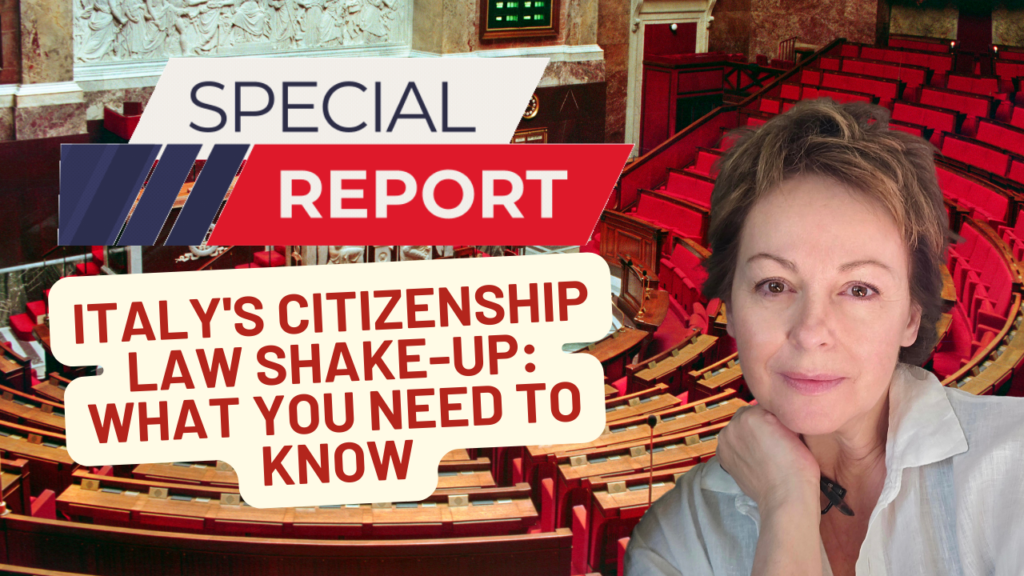 Image of Smart Move Italy founder Samantha Wilson with words: SPECIAL REPORT. ITALY'S CITIZENSHIP LAW SHAKE-UP: WHAT YOU NEED TO KNOW